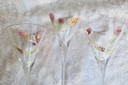 6x Theresienthal master glass glasses on tall stems, with gold, pink and lime green