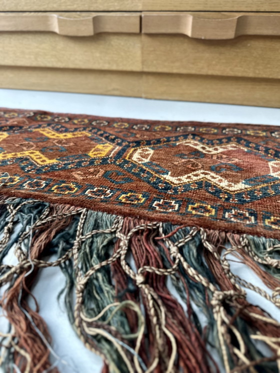 Tappeto orientale vintage, Lana tessuta a mano, Anni '50-'60, Decorazioni murali, Marrone (foto 5 di 7)