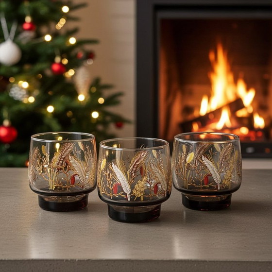 Image 1 of Verres fumés Luminarc Tivoli Vintage Harvest Design des années 1970 - Lot de 3