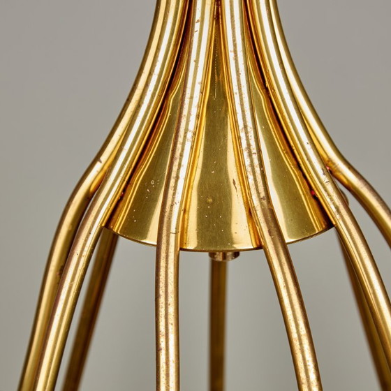 Image 1 of MK9466 Lampadario vintage in vetro e ottone, 1950