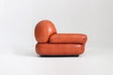 Sapporo Italiaanse cognac leren design fauteuil Mobil Girgi Jaren 70