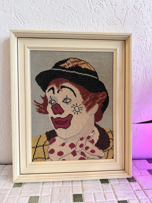 Ricamo d'epoca Pipo il Clown