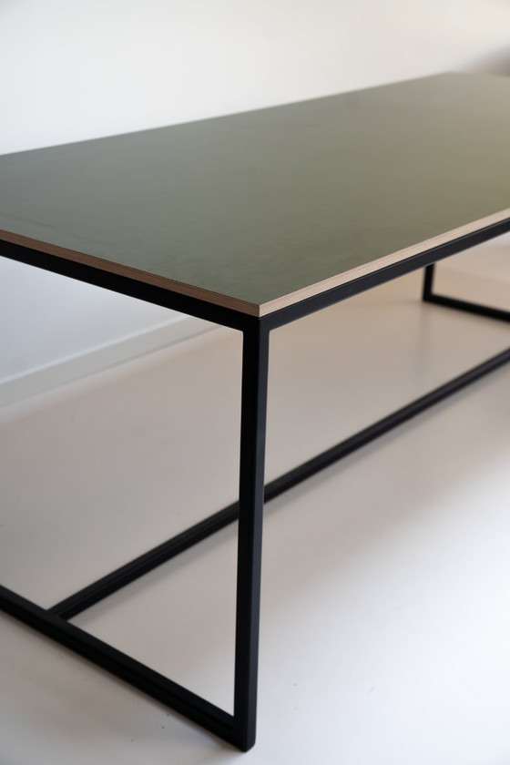 Minimalist custom dining table – green plywood & black steel – Metal (photo 3 of 5)