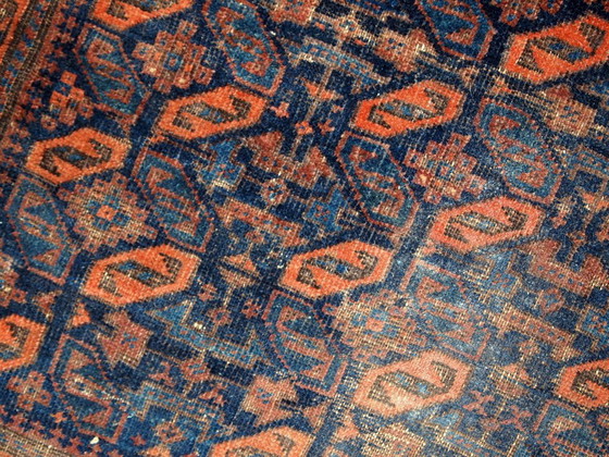 Image 1 of Sac afghan baloutche ancien de collection, fait main, 74 cm x 79 cm (2,4' x 2,6'), années 1880 - 1C446