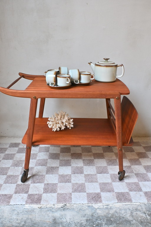 Vintage Teak Barcart With Magazine Compartment