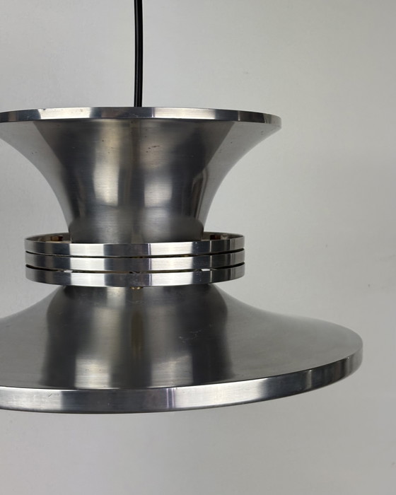 Image 1 of Danish Space Age UFO Brushed Aluminum Pendant Lamp Sputnik design Mid Century Modern 70s Industrial Minimalist 1970s Denmark
