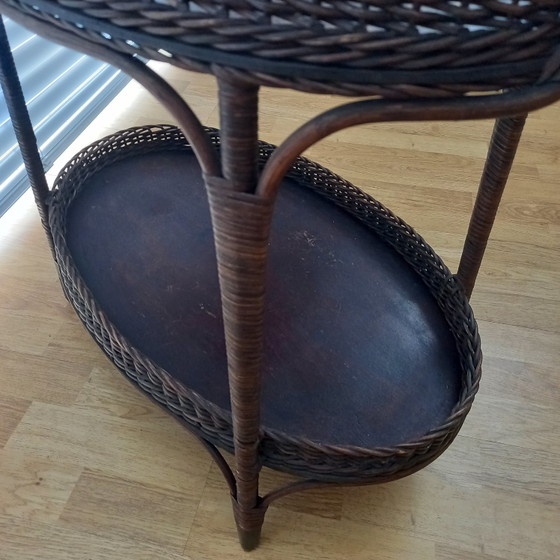 Image 1 of Vintage rattan side table.