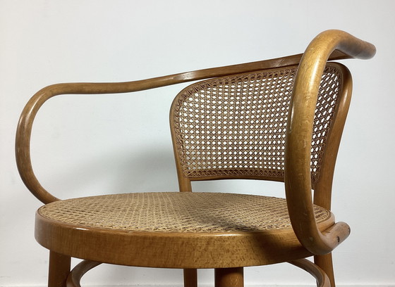 Image 1 of Sedia Vintage 210 in rattan e legno curvato