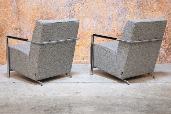 Image 1 of Twee Harvink Alowa design fauteuils bekleed met grijze wollen stof