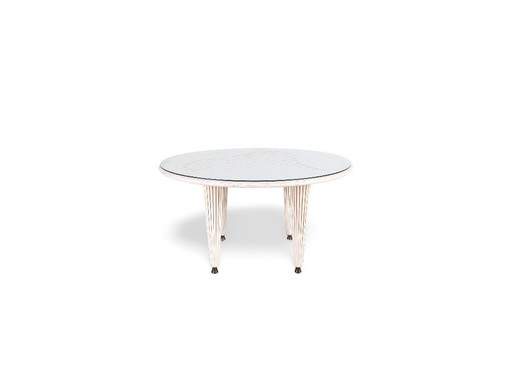 Vintage dining table, boho chic, wickerwork studio Schütz, bamboo, rattan