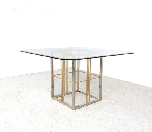 Vintage brass and glass dining table, 1970s
