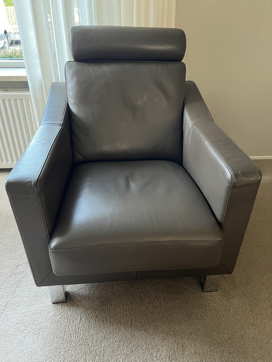 Image 1 of Fauteuil Leolux en cuir gris/brun