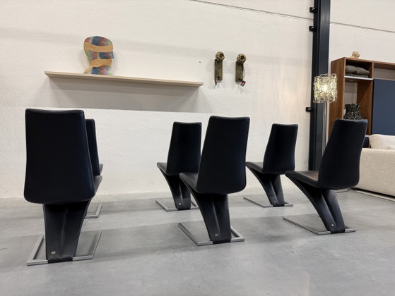 Image 1 of 6 Rolf Benz 7800 eetkamerstoel blauw leer 