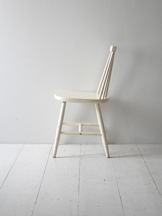 Image 1 of Set van 6 witte Pinstolar stoelen