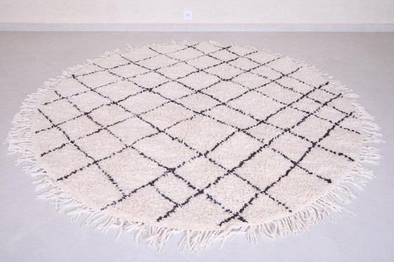 Image 1 of Handmade Moroccan Round rug 200cm - Beni ourain rug- custom round rug - Berber circle rug - custom round carpet - free shipping 