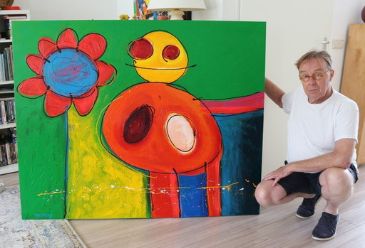 Grande peinture de Paul Megens intitulée « Une fleur a-t-elle une âme ? »