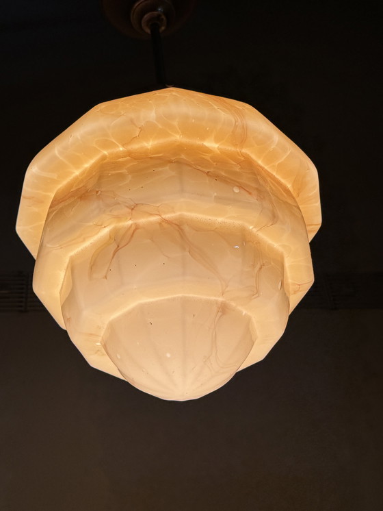 Image 1 of Lampada a sospensione marmorizzata Art Déco