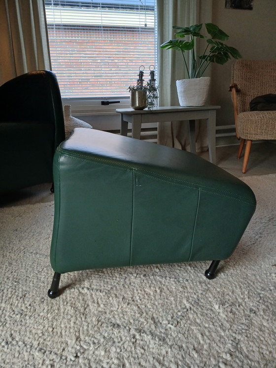 Image 1 of Leren designer stoel met voetenbank 