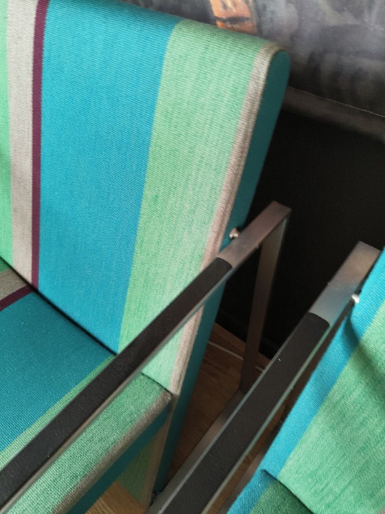 Lot de 2 Fauteuils Arco 'Frame' Originaux – Burkhard Vogtherr (Bon État) – rvs, Textile (photo 4 of 10)