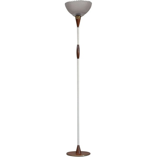 Vintage vloerlamp met glazen kap, Nederland 1960