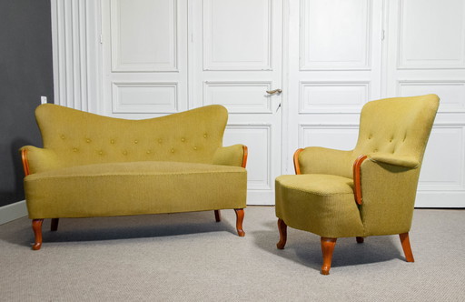 1940s Sofa and Lounge Chair Set