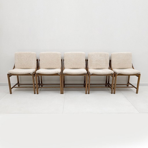 Set van vijf Vittorio Rossi eetkamerstoelen voor Lorenzon Italia, jaren 60.
