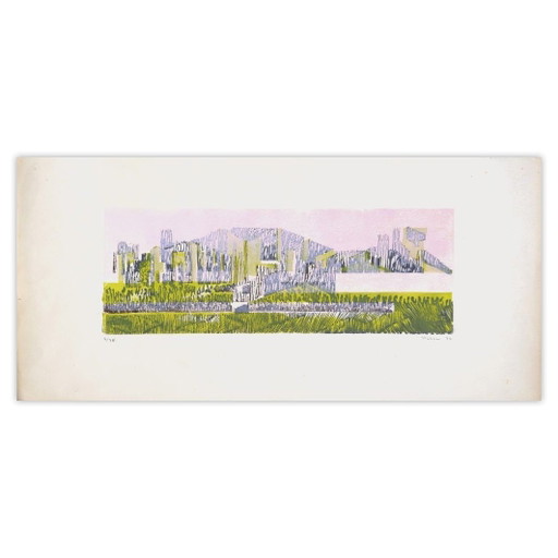 Monique Pehem (Breton-Prouté) Linograbado firmado Horizon Boisé 1972 – lithos zeefdrukken, Paper