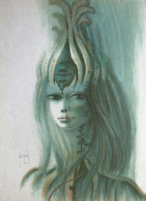 Francis de SAINT-GENIES Jeune femme Litografia firmata 1985