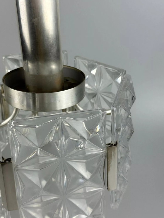 Image 1 of Lampadario da soffitto anni '60 anni '70 Hillebrand Leuchten Germany vetro metallo