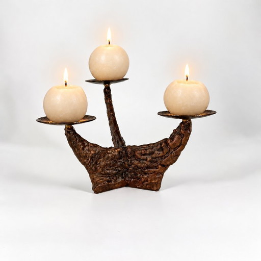 Sculptural Vintage Candle Holder – Brutalism, Mid Century