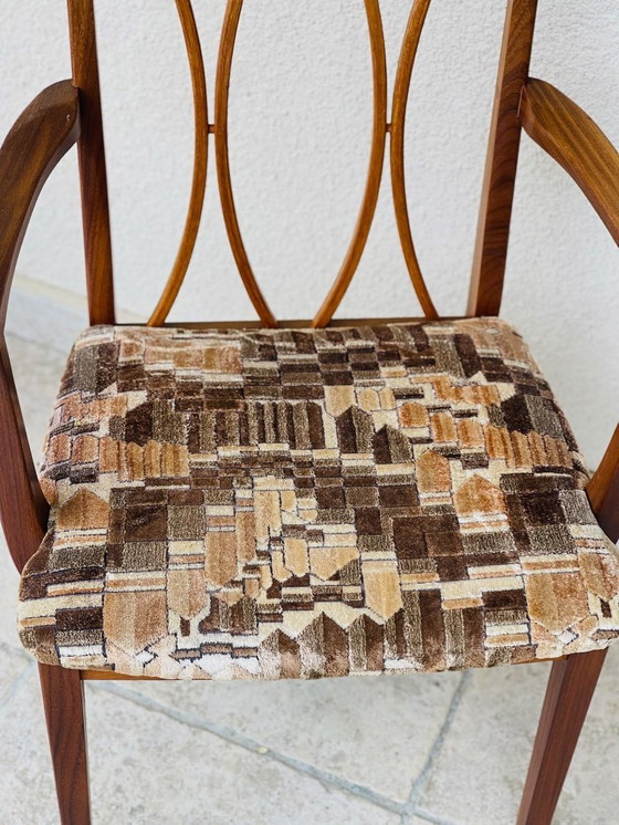 Image 1 of Paire de chaise et fauteuil vintage en teck et tissu, 1960