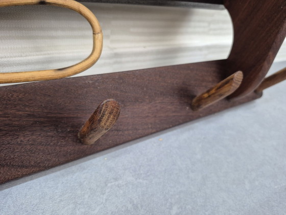 Vintage Electrimeufa? Teak/rattan Coat rack 50s, 60s., Wood, Brown (photo 5 of 10)