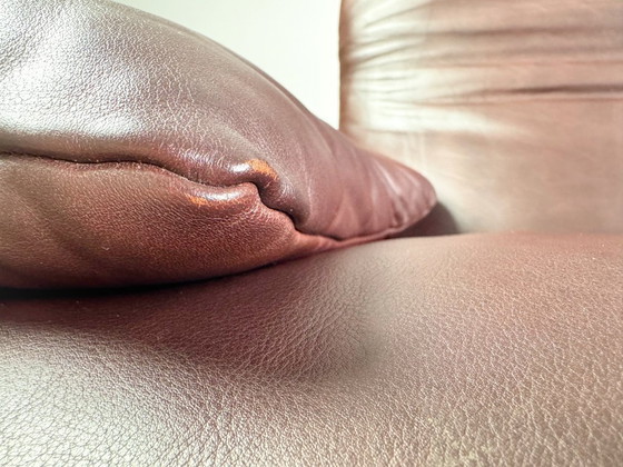 Image 1 of 2x Cassina Maralunga Sessel + Ottoman Vico Magistretti Leder braun