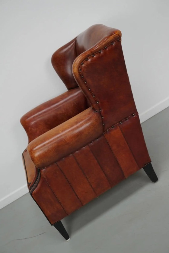 Image 1 of Vintage Nederlandse clubfauteuil in cognackleurig leer
