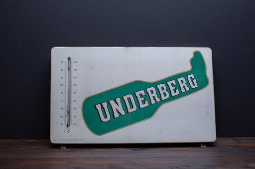 Panneau publicitaire en tôle d'Underberg avec thermomètre