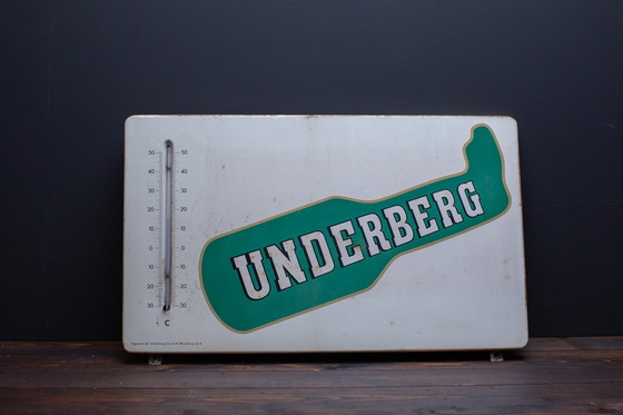 Image 1 of Underberg tin sign with thermometer
