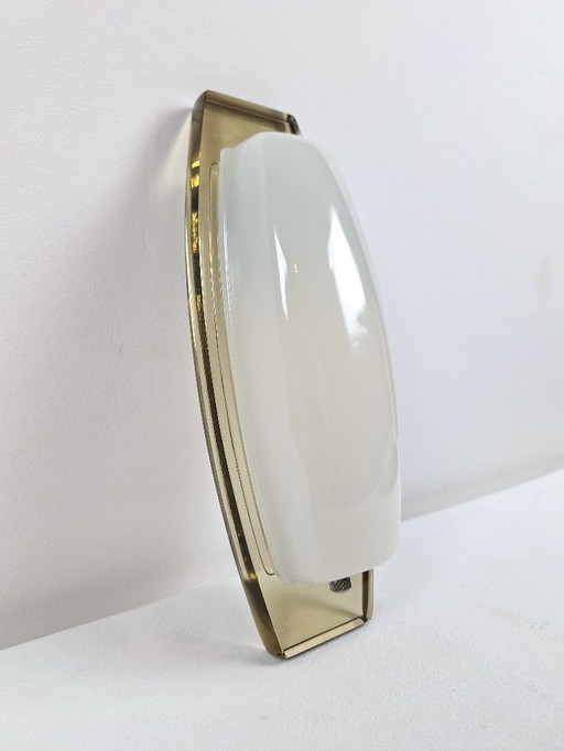 Veca white and amber glass wall lamp Made in Italy Art Deco