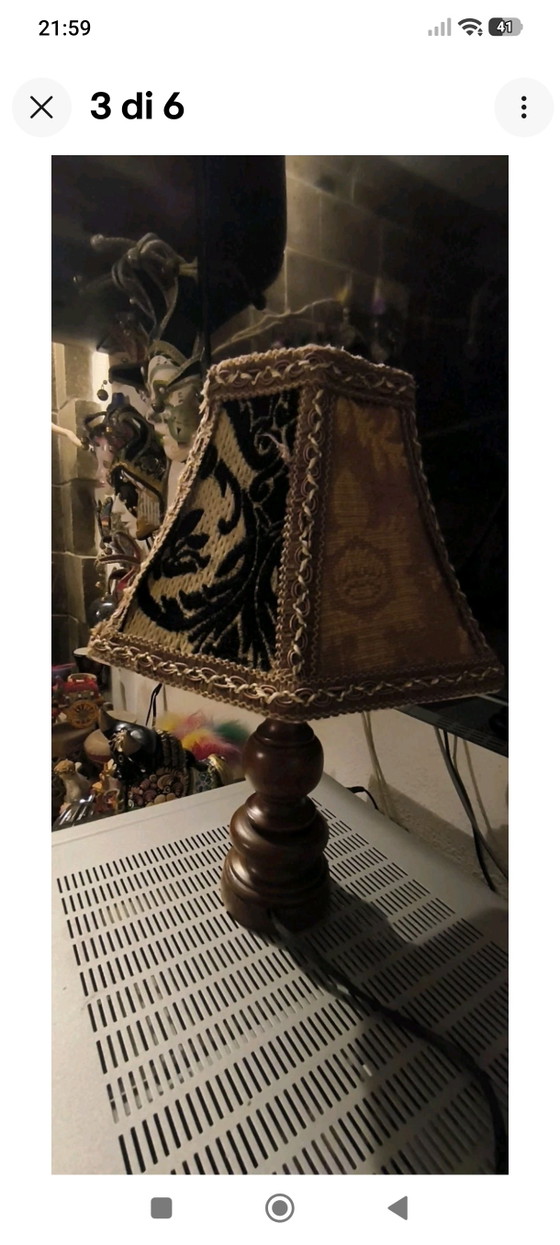 Ethnic Lamp With Handcrafted Lampshade Made of Fine Fabrics – Table lamps, Textile, Velvet (photo 3 of 6)