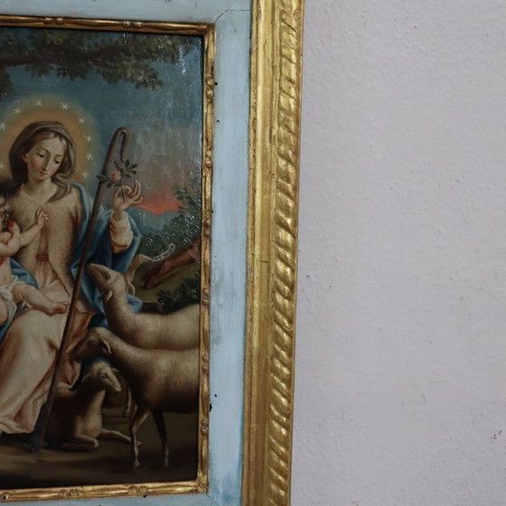 Image 1 of Mary the Shepherd, Signed Raphael Fogliardi and dated 1795, Italian Oil Painting on Canvas