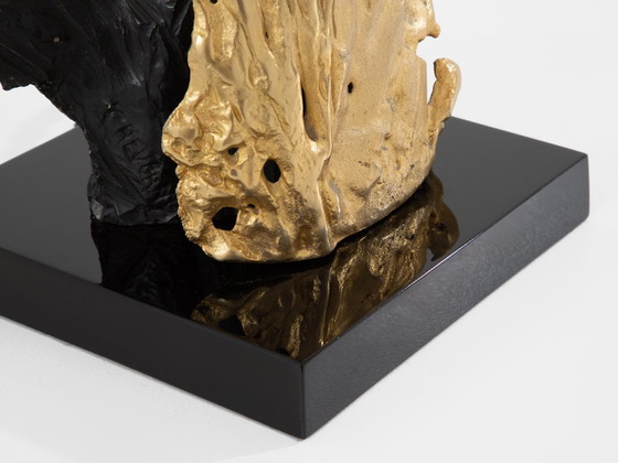 Image 1 of Philippe Cheverny paar grote tafellampen van hars en brons, jaren 70