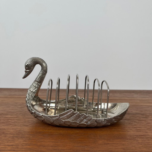 Silver-Plated Letter or Toast Holder, Swan, 1970