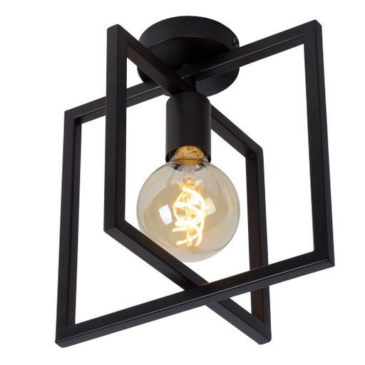 Lucide LUUK Ceiling Light 1x E27 Black - Square Design