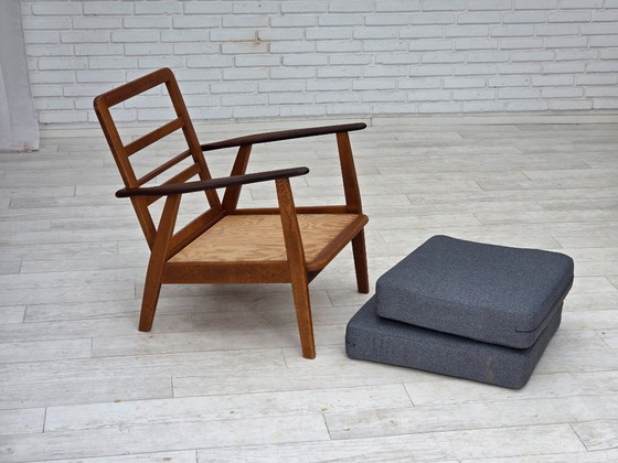 Image 1 of Años 70, pareja de sillones daneses, retapizados, muebles de lana, madera de teca y roble.