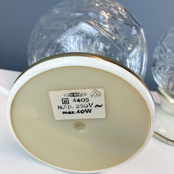 Image 1 of Ensemble de deux lampes de chevet et une suspension de Graebe, abat-jour en verre, années 1960