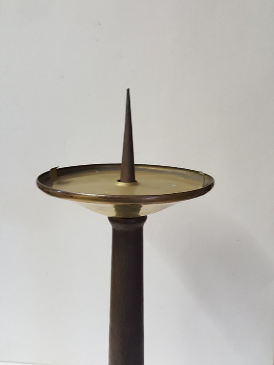 Image 1 of Red copper candlestick, unique, wrought iron, 1940-1944
