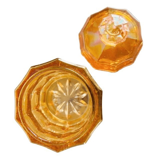 Image 1 of Portagioie in cristallo Art Déco, arancione iridescente, anni '30