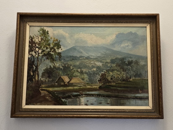 Mid-Century Indonesisch Olieverfschilderij 'Tangkuban Prau, Java' - Gesigneerd DIKA (58x42cm) (photo 11 of 15)