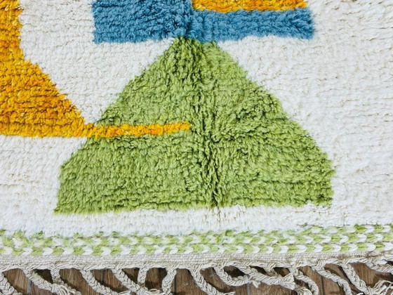 Image 1 of Auténtica alfombra de lana pura tejida a mano con coloridos diseños, 150/250 cm.