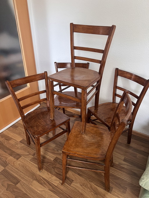 5er Set Stoelcker „Bombenstabil“ Frankfurter Stühle – Vintage Esszimmerstühle (1930s-1950s) – eetkamerstoelen (photo 2 of 10)