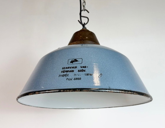 Image 1 of Industriële hanglamp van grijs emaille en gietijzer, jaren 60
